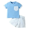thumbnail image 1 of UYYX Toddler Boy Sets 3T 5T Boys Clothes Baby Boy Clothes Toddler Boy Summer Outfits Short Sleeve Top T-Shirt & Pocket Pant Set 2 Piece, 1 of 9