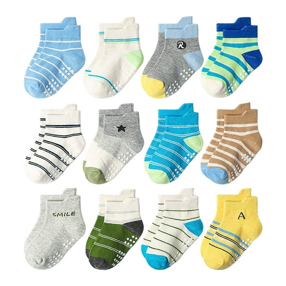 UYYX Toddler Socks 2T-3T 3T Socks Girls Toddler Grip Socks Non Slip Crew Cute Seamless Socks For Boys Girls Infants Kids 1-3 Years Multi Pcs