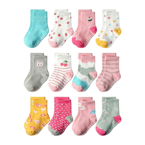 UYYX Toddler Socks 4T-5T Girls Socks 4-6 Years Non Slip Grip Ankle Socks With Non Skid Soles For Toddlers Kids Boys Girls 3-5 Years Multi Pcs
