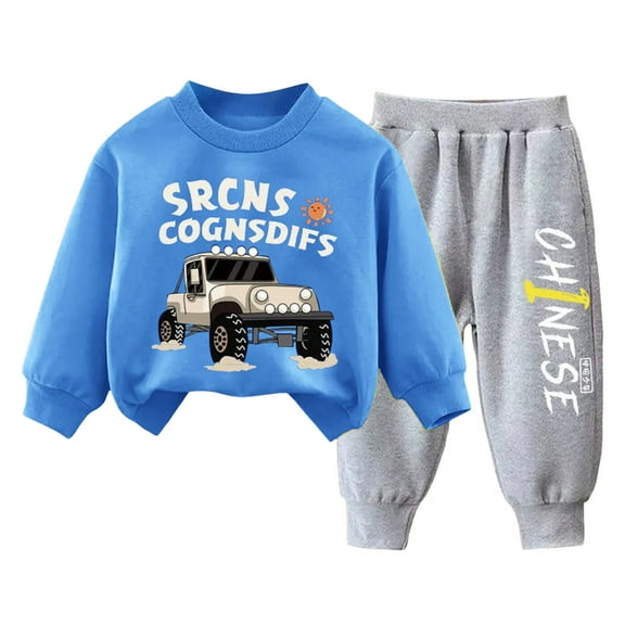 UYYX Toddler Sweat Set 12 Month Old Boy Clothes Toddler Boy Sweatshirt Outfit Long Sleeve Shirt Jogger Pants Fall Outfits Winter Clothes Set Sky Blue