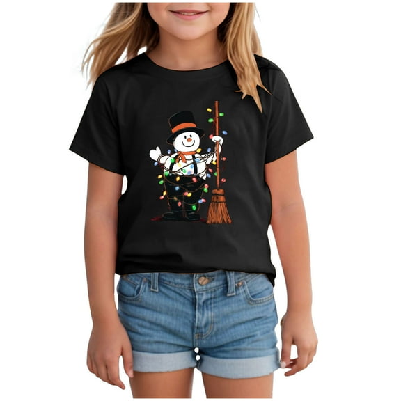 UYYX White T Shirts For Kids Christmas Shirts Kids Girl T-Shirt - Kids Graphic Christmas Shirts Gifts Top 3-4 Years