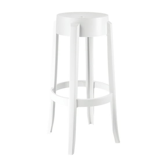 UZ Shine Set of 2 Matte White Counter Bar Stools, 29.3" High, Thermoplastic, Matte Finish