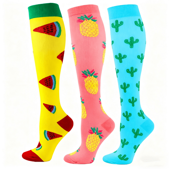 UZMOG 3 Pairs Compression Socks for Women & Men 15-20 mmHg,Best Support for Cycling Athletic Hiking Running