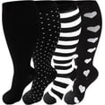 thumbnail image 1 of UZMOG 4 Pack Plus Size Compression Socks for Women & Men, Extra Wide Compression Socks Calf Knee High Stockings, 1 of 4