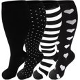 thumbnail image 1 of UZMOG 4 Pack Plus Size Compression Socks for Women & Men, Extra Wide Calf Knee High Stockings for Circulation Support, 1 of 7
