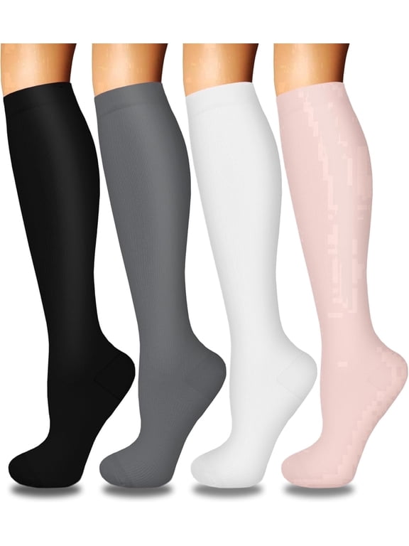 4Pairs Compression Socks for Women & Men for Cycling Athletic Hiking Running