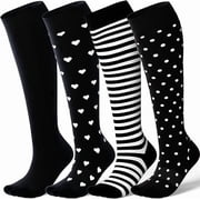 4Pairs Compression Socks for Women & Men for Cycling Athletic Hiking Running