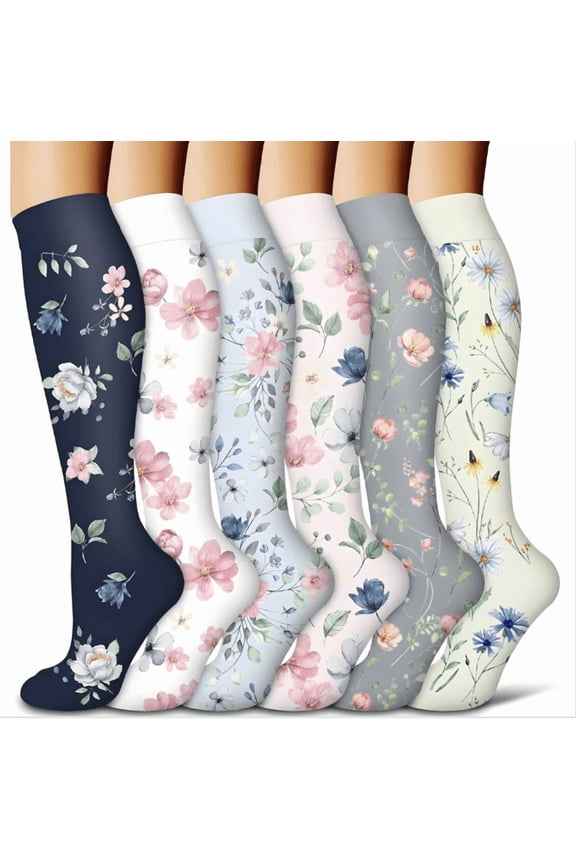 6Pairs Compression Socks for Women & Men 15-20 mmHg,Best Support for Cycling Athletic Hiking Running