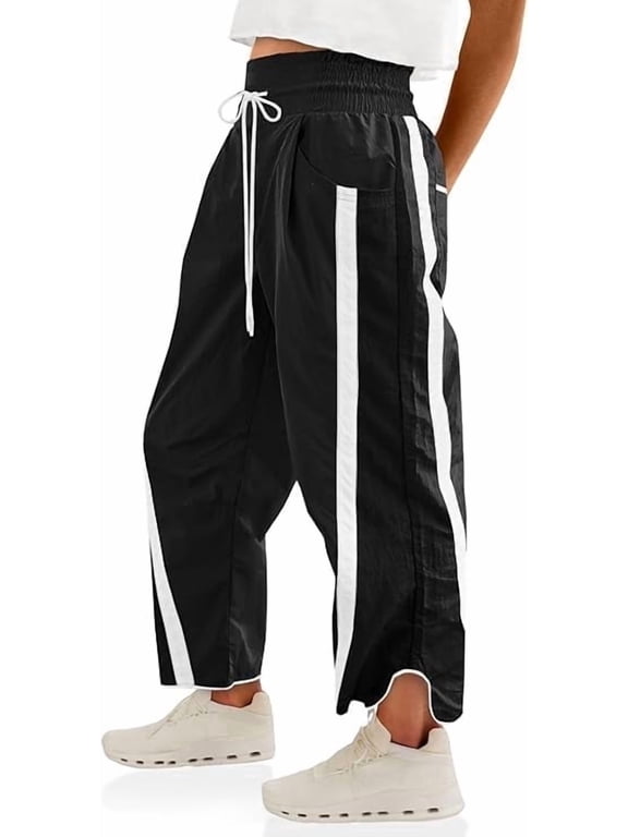 Baggy Pants, Wide Leg Pants Woman Track Pants Women Casual Drawstring Elastic Waisted Workout Y2K Track Pants