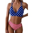 thumbnail image 1 of UZMOG Bikini Sets for Women, American Flag Swimsuit for Women Push Up V Neck Bathing Suit Cross Back Two Piece Swim Suits for Women Independence Day, 1 of 9