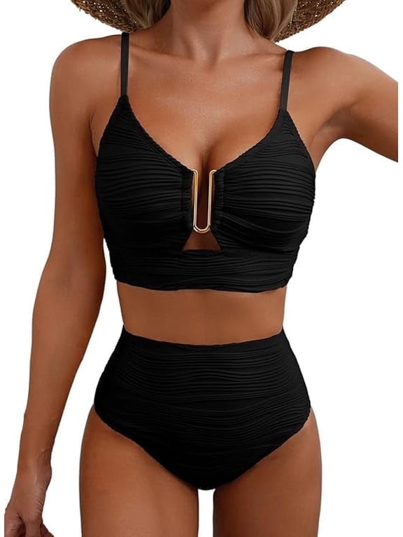 Bikini Sets for Women, Swimsuit for Women U-Wire Cutout Two Piece Swimsuit High Waisted Popular Bathing Suit