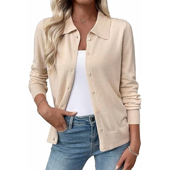 UZMOG Cardigan Sweaters for Women, Lightweight Trendy Long Sleeve Lapel Collar Button Down Sweater Cardigans