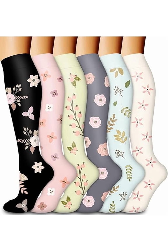 6Pairs Compression Socks for Women & Men 15-20 mmHg,Best Support for Cycling Athletic Hiking Running