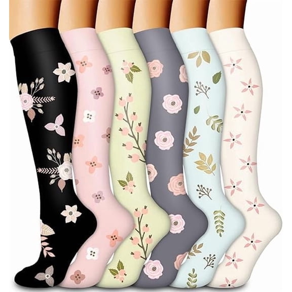 UZMOG 6 Pairs Compression Socks for Women & Men Circulation-Graduated Supports Socks for Running, Athletic Sports