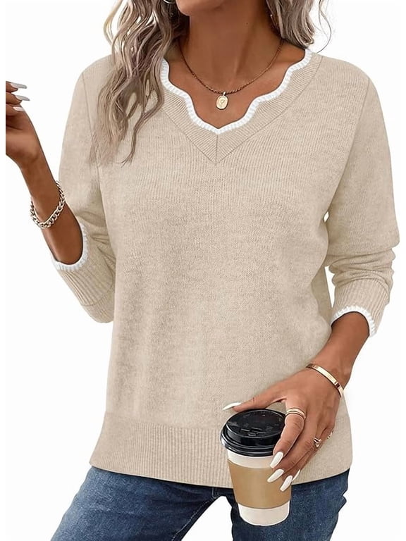 Sweaters for Women, V Neck Sweaters Pullover Cozy Lightweight Sweaters Long Sleeve Tops Winter Clothing