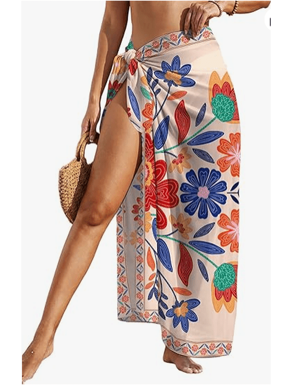 Swim Skirt,Sarong Wraps for Women Beach Skirt Bikini Cover Ups Sheer Sarong High Slit Swimsuit Coverups One Size