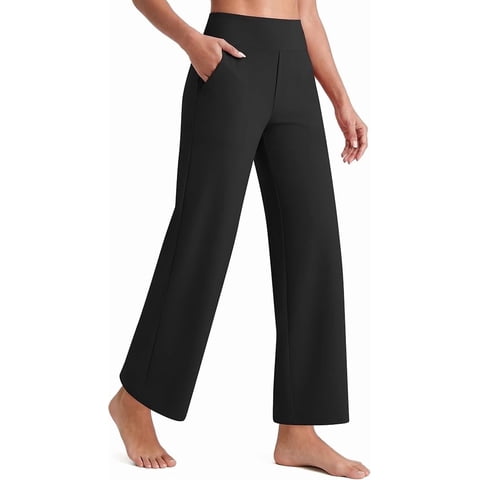 Wide Leg Yoga Pants for Women, Yoga Pants with Pockets Workout Pants Ankle Dress Pants High Waist Stretch for Casual Work