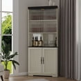 thumbnail image 1 of UZUGUL White 5-Tier Corner Display Cabinet, Triangle Back for Wall Corner, Fluted Glass Doors, Adjustable Shelf, Anti-Tip, 1 of 8
