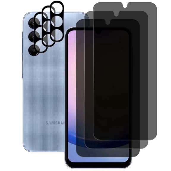 UZWZW (3+3) for Samsung Galaxy A25 5G Privacy Screen Protector Tempered Glass with Camera Lens Protector