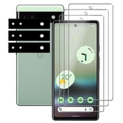 UZWZW 3 Pack Screen Protector for Google Pixel 6a (5G), Tempered Glass with Camera Lens Protector, Anti Scratch