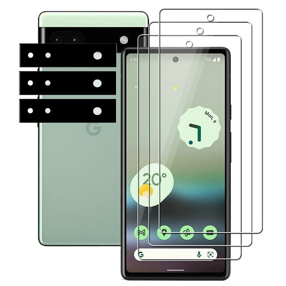 UZWZW 3 Pack Screen Protector for Google Pixel 6a (5G), Tempered Glass with Camera Lens Protector, Anti Scratch