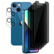 UZWZW for iPhone 13 mini (5.4 inch) (4 Pack) Privacy Screen Protector Tempered Glass with (2 Pack) Camera Lens Protector