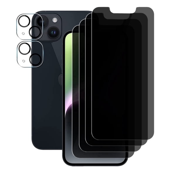 UZWZW (4+2) for iPhone 14 Plus (6.7") Privacy Screen Protector Tempered Glass with 2 Pack Camera Lens Protector