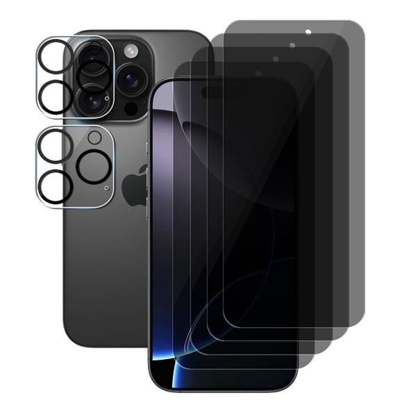 UZWZW (4 2) for iPhone 16 Pro (6.3 inch) Privacy Screen Protector Tempered Glass with Camera Lens Protector