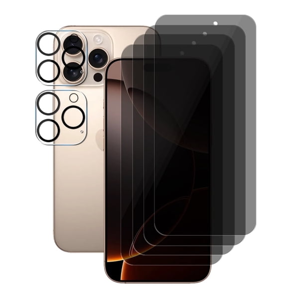 UZWZW (4 2) for iPhone 16 Pro Max (6.9 inch) Privacy Screen Protector Tempered Glass with Camera Lens Protector