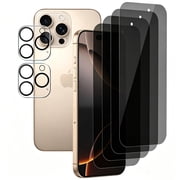 UZWZW for iPhone 16 Pro Max (6.9 inch) 4 Pack Privacy Screen Protector Tempered Glass with 2 Pack Camera Lens Protector
