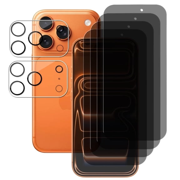 UZWZW (4+2) for iPhone 17 Pro (6.3 inch) Privacy Screen Protector Tempered Glass with Camera Lens Protector