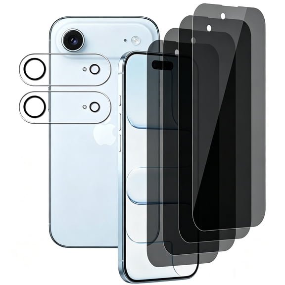 UZWZW (4+2) for iPhone Air / iPhone 17 Air (6.5") Privacy Screen Protector Anti-Spy Tempered Glass with (2 Pack) Camera Lens Protector