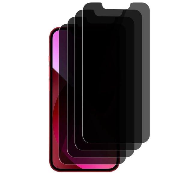 UZWZW 4 Pack Privacy Screen Protector Tempered Glass for iPhone 13 / 13 Pro / 14 / 16e (6.1 inch)