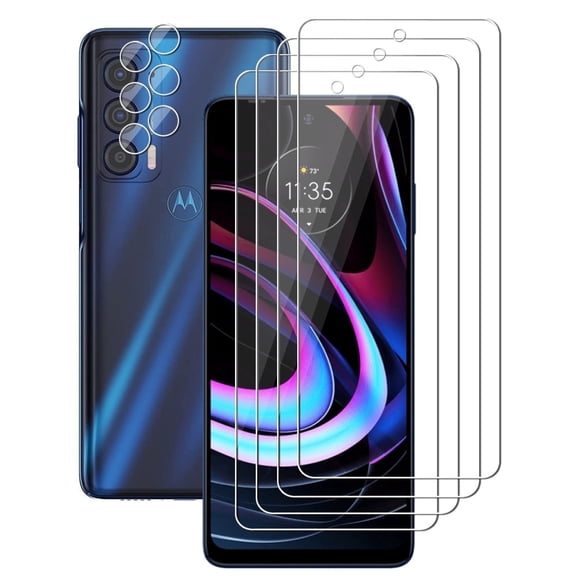 UZWZW (4+2) for Motorola Edge 2021 / Edge 5G UW 2021 (4 Pack) Tempered Glass HD Clear Screen Protector with (2 Pack) Camera Lens Protector