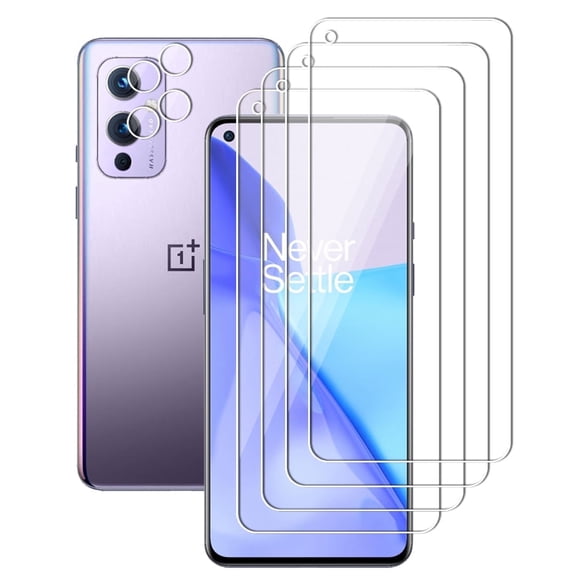 UZWZW (4+2) for OnePlus 9 5G (4 Pack) Tempered Glass HD Clear Screen Protector with (2 Pack) Camera Lens Protector