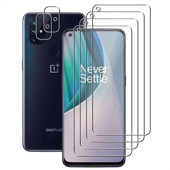 UZWZW (4+2) for OnePlus Nord N10 5G (4 Pack) Tempered Glass HD Clear Screen Protector with (2 Pack) Camera Lens Protector