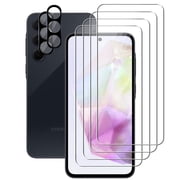 UZWZW (4+2) for Samsung Galaxy A35 / A55 5G (4 Pack) Tempered Glass HD Clear Screen Protector with (2 Pack) Camera Lens Protector