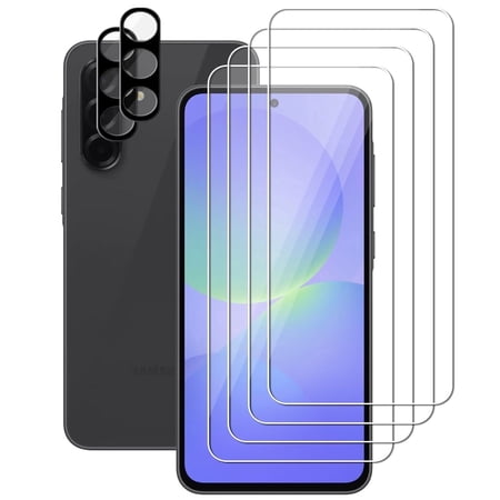 UZWZW (4+2) for Samsung Galaxy A36 5G (4 Pack) Tempered Glass HD Clear Screen Protector with (2 Pack) Camera Lens Protector