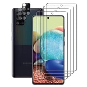 UZWZW (4+2) for Samsung Galaxy A71 5G / A71 5G UW (4 Pack) Tempered Glass HD Clear Screen Protector with (2 Pack) Camera Lens Protector