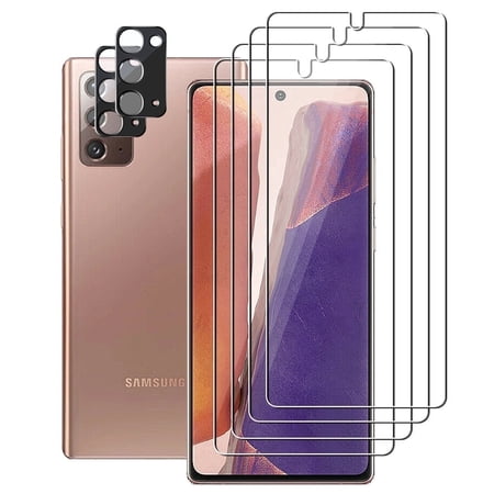 UZWZW (4+2) for Samsung Galaxy Note 20 (5G / 4G) (4 Pack) Tempered Glass HD Clear Screen Protector with (2 Pack) Camera Lens Protector