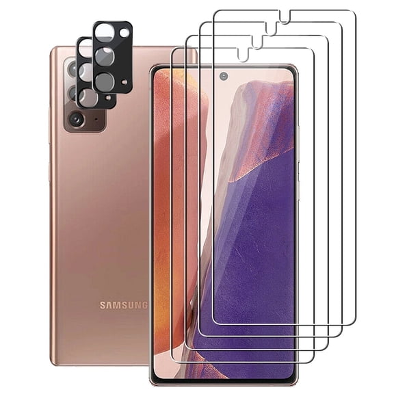 UZWZW (4+2) for Samsung Galaxy Note 20 (5G / 4G) (4 Pack) Tempered Glass HD Clear Screen Protector with (2 Pack) Camera Lens Protector
