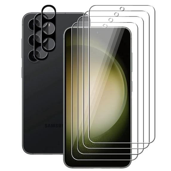 UZWZW (4+2) for Samsung Galaxy S23 Plus 5G (4 Pack) Tempered Glass HD Clear Screen Protector with (2 Pack) Camera Lens Protector