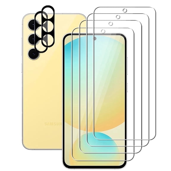 UZWZW (4+2) for Samsung Galaxy S24 FE 5G (4 Pack) Tempered Glass HD Clear Screen Protector with (2 Pack) Camera Lens Protector