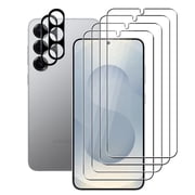 UZWZW (4+2) for Samsung Galaxy S25 5G (4 Pack) Tempered Glass HD Clear Screen Protector with (2 Pack) Camera Lens Protector