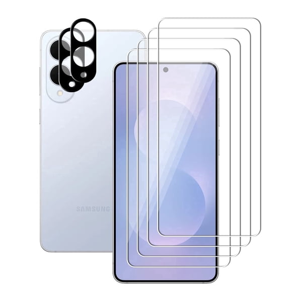 UZWZW (4+2) for Samsung Galaxy S25 Edge 5G (4 Pack) Tempered Glass HD Clear Screen Protector with (2 Pack) Camera Lens Protector