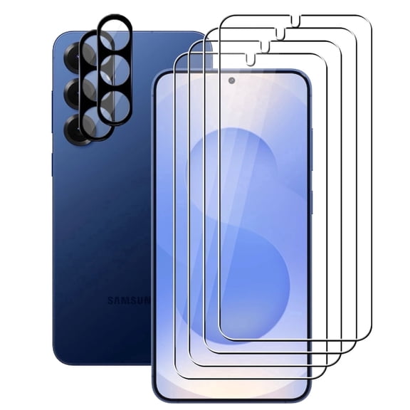 UZWZW (4+2) for Samsung Galaxy S25 Plus 5G (4 Pack) Tempered Glass HD Clear Screen Protector with (2 Pack) Camera Lens Protector