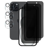 UZWZW for iPhone 15 (6.1") (3 Pack) Anti Spy Private Tempered Glass Privacy Screen Protector and (3 Pack) Camera Lens Protector [Not Affect Flash], Anti Scratch