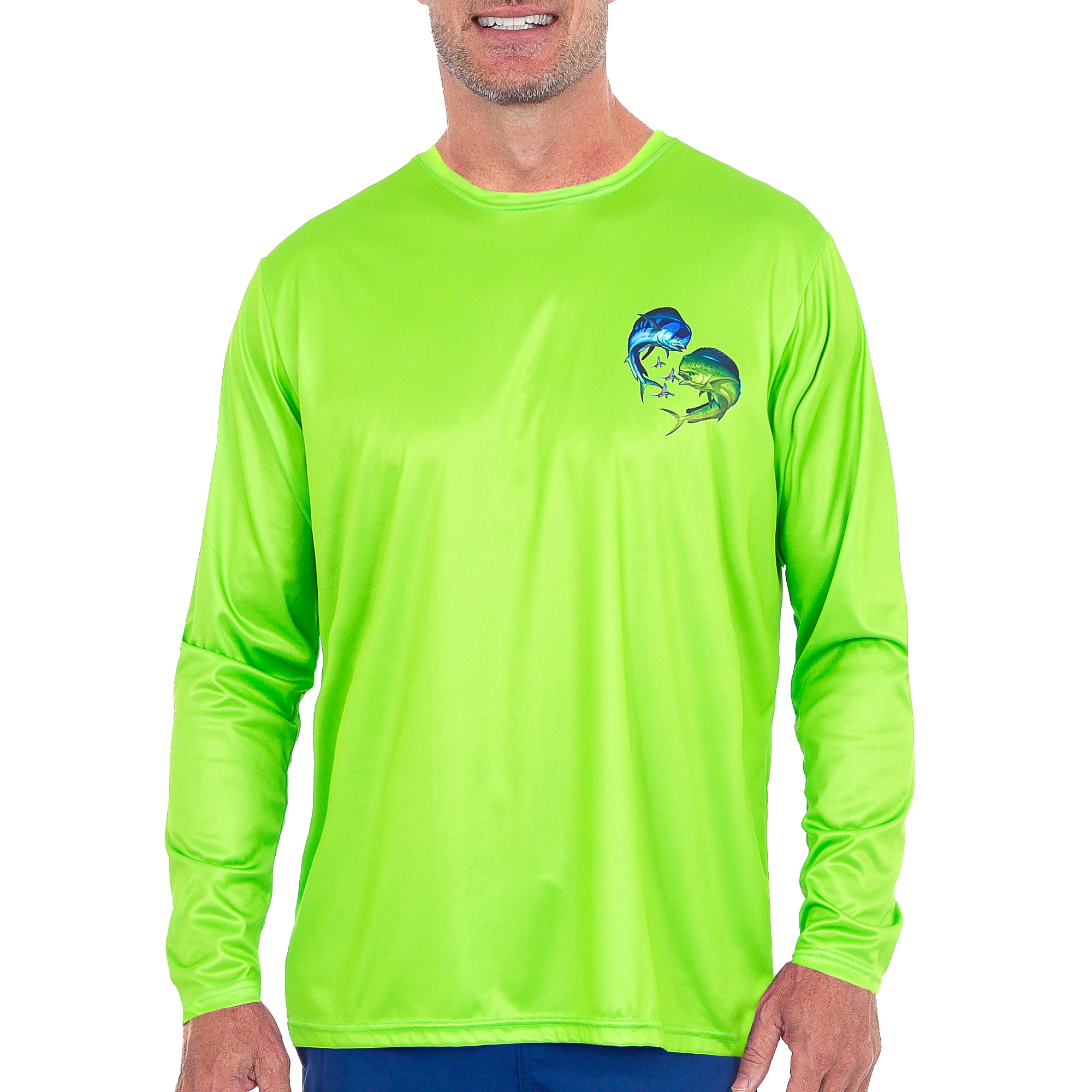 UZZI Green Men's Mahi Long Sleeve Dri Fit, UPF30, Sea Designs, Bright and  Fun Colors for Beach and Outdoor