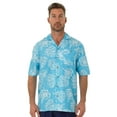 thumbnail image 1 of UZZI Mens Hawaiian Casual Button Down Short Sleeve Beach Surf Aloha Party Shirt, Aqua Leaf, Size: Medium, Uzzi Active Wear, 1 of 3