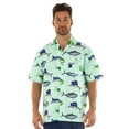thumbnail image 1 of UZZI Mens Hawaiian Casual Button Down Short Sleeve Beach Surf Aloha Party Shirt, Jade Fishing, Size: Large, Uzzi Active Wear, 1 of 3